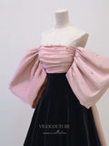 Prom Dress 2025 Pink Off the Shoulder Prom Dresses With Bow 21017-unique elegant Prom Dresses-Pink-Custom Size-vigocouture