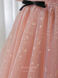 Prom Dress 2025 Pink Puffed Sleeve Prom Dress Sparkly Beaded Formal Dresses 21151-unique elegant Prom Dresses-Pink-Custom Size-vigocouture