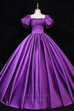 Prom Dress 2025 Pink Satin Ball Gown Puffed Sleeve Quinceanera Dresses 20671-unique elegant Prom Dresses-Purple-US2-vigocouture