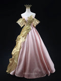 Pink Satin Prom Dresses with Overlay, Sweetheart Neck, Quinceanera Dresses SU046