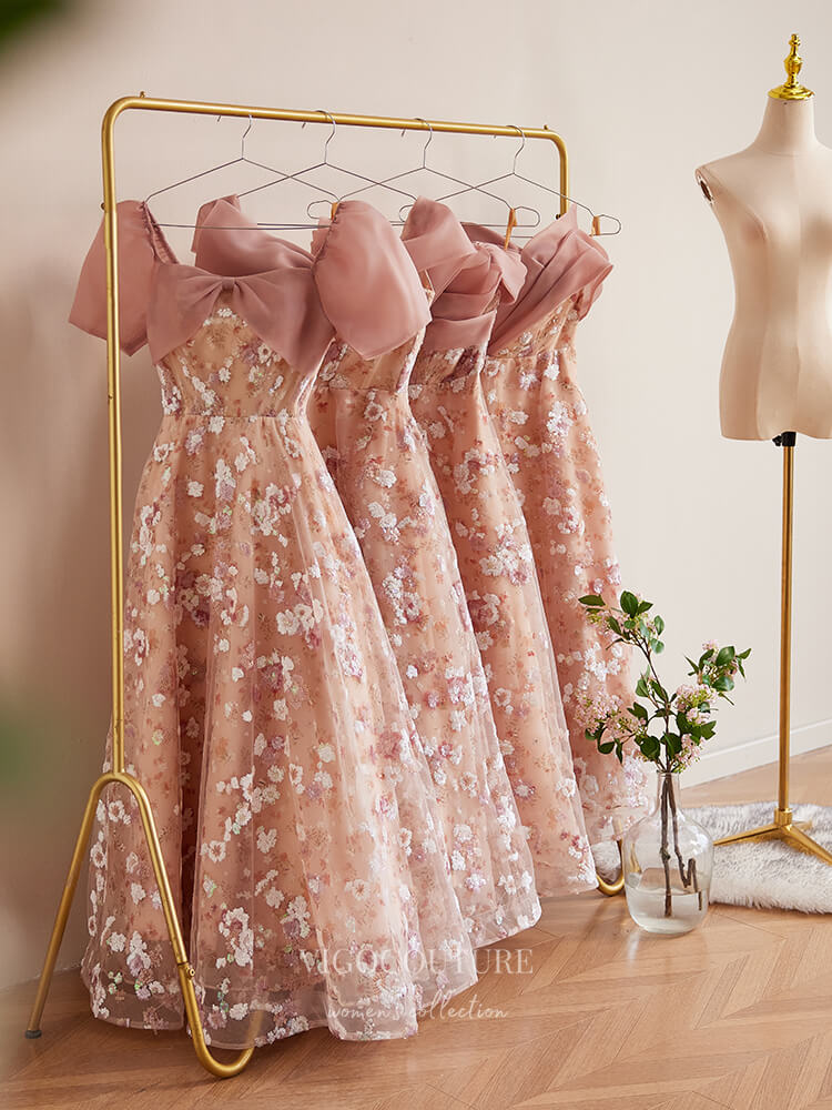 Prom Dress 2025 Pink Sequin Lace Floral Prom Dresses Puffed Sleeve Maxi Dress 24382-unique elegant Prom Dresses-Pink-Custom Size-vigocouture