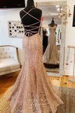 Prom Dress 2025 Pink Sequin Mermaid Prom Dresses Spaghetti Strap Evening Dress 21958-unique elegant Prom Dresses-Pink-US2-vigocouture