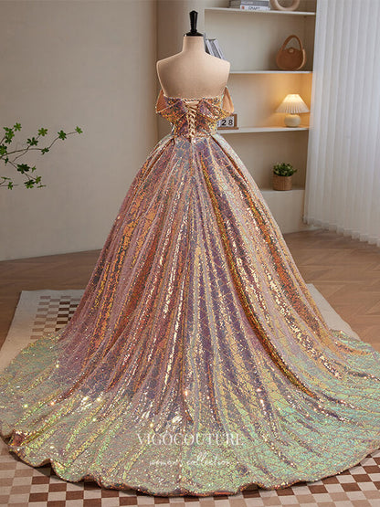 Couture Rose Gold Off Shoulder Dress 241M2743 Long Sleeves V-Line Off-Shoulder Rose Gold Column Couture Rose Gold Off Shoulder Dress 241M2743 Long Sleeves V-Line Off-Shoulder Rose Gold Column