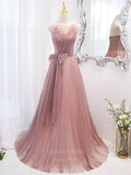 Prom Dress 2025 Pink Sparkly Lace Strapless Prom Dress 20878-unique elegant Prom Dresses-Pink-Custom Size-vigocouture