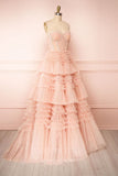 Prom Dress 2025 Pink Strapless Tiered Prom Dress 20585-unique elegant Prom Dresses-Pink-US2-vigocouture