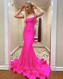 Prom Dress 2025 Pink Stretchy Satin Mermaid Prom Dresses Spaghetti Strap Evening Dress 20843-unique elegant Prom Dresses-Pink-US2-vigocouture