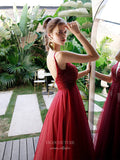 Prom Dress 2025 Plunging V-Neck Spaghetti Strap Prom Dress 20244-unique elegant Prom Dresses-Red-US2-vigocouture