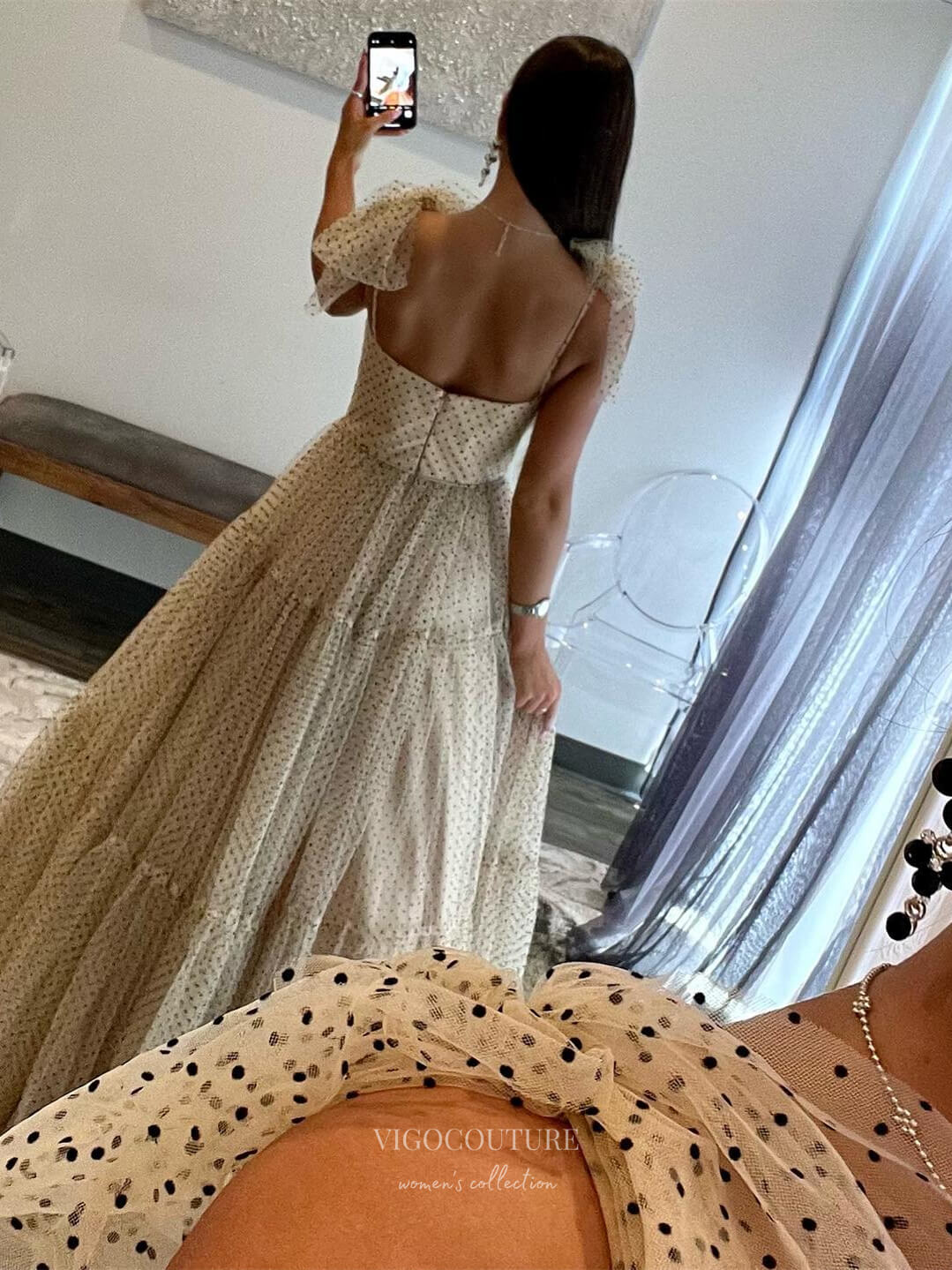 Pretty Dotted Tulle Prom Dresses Spaghetti Strap Formal Dress 24043 Navy Blue / 26W Pretty Dotted Tulle Prom Dresses Spaghetti Strap Formal Dress 24043 Navy Blue / 26W
