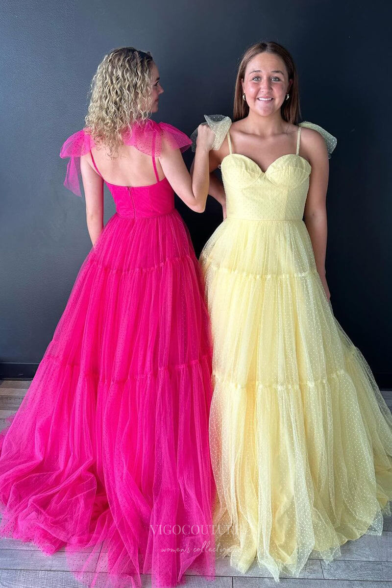 Prom Dress 2025 Pretty Dotted Tulle Prom Dresses Spaghetti Strap Formal Dress 24360-unique elegant Prom Dresses-Light Green-Custom Size-vigocouture