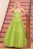 Prom Dress 2025 Pretty Dotted Tulle Prom Dresses Spaghetti Strap Formal Dress 24360-unique elegant Prom Dresses-Light Green-Custom Size-vigocouture