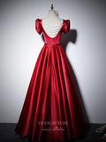 Prom Dress 2025 Puffed Sleeve Prom Dresses Plunging V-Neck Formal Dresses 21062-unique elegant Prom Dresses-Burgundy-US2-vigocouture