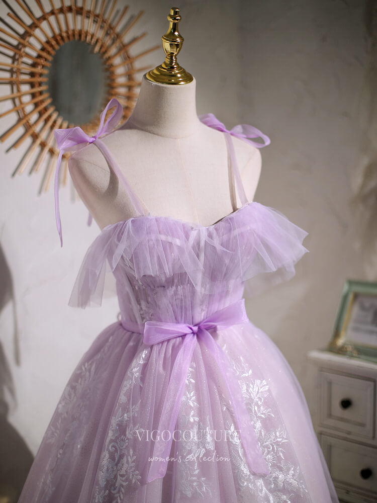 Sweet Purple A-line Short Party Dress Homecoming Dress with Ribbon Purple / 18 Sweet Purple A-line Short Party Dress Homecoming Dress with Ribbon Purple / 18