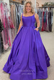 Prom Dress 2025 Purple Satin Prom Dresses with Pockets Spaghetti Strap Formal Gown 22007-unique elegant Prom Dresses-Purple-US2-vigocouture