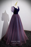 Prom Dress 2025 Purple Sparkly Tulle Puffed Sleeve Formal Dress A-Line Prom Dresses 21661-unique elegant Prom Dresses-Purple-US2-vigocouture