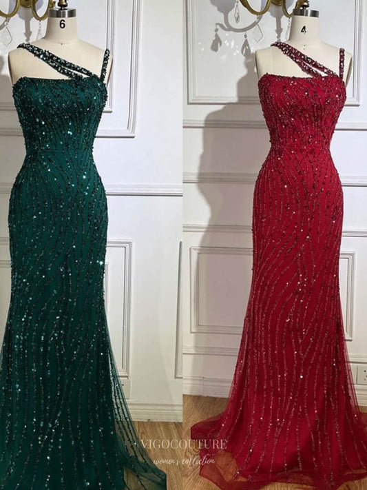 Prom Dress 2025 Radiant Beaded Mermaid Pageant Dresses Spaghetti Strap Evening Dress 25022-unique elegant Prom Dresses-As Pictured-US2-vigocouture