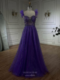 Prom Dress 2025 Radiant Beaded Spaghetti Strap Prom Dresses Sparkly Tulle Pageant Dress 25007-unique elegant Prom Dresses-Purple-US2-vigocouture