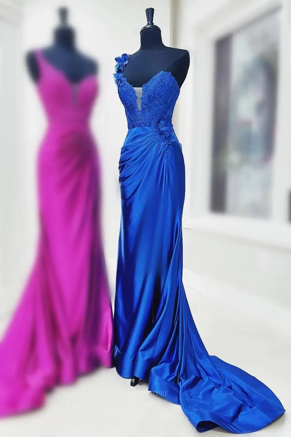 Prom Dresses 2025 to impress Radiant Satin Mermaid Prom Dresses 2025 with Floral One Shoulder, Sweetheart Neck & Slit – 25115-vigocouture-vigocouture