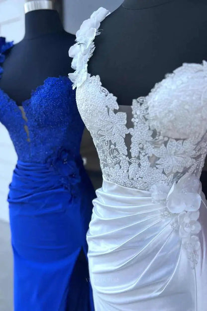 Prom Dresses 2025 to impress Radiant Satin Mermaid Prom Dresses 2025 with Floral One Shoulder, Sweetheart Neck & Slit – 25115-vigocouture-vigocouture