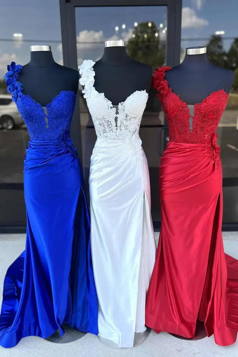 Prom Dresses 2025 to impress Radiant Satin Mermaid Prom Dresses 2025 with Floral One Shoulder, Sweetheart Neck & Slit – 25115-vigocouture-Custom Colors-Custom Size-vigocouture