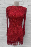 Short Prom Dresses 2025 Radiant Sequin Hoco Dress Long Sleeve Bodycon Dress hc288-Prom Dresses-vigocouture-Burgundy-US0-vigocouture