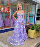 Prom Dress 2025 Radiant Sequin Lace Prom Dresses with Slit Ruffled Evening Dress 24051-unique elegant Prom Dresses-Lavender-Custom Size-vigocouture