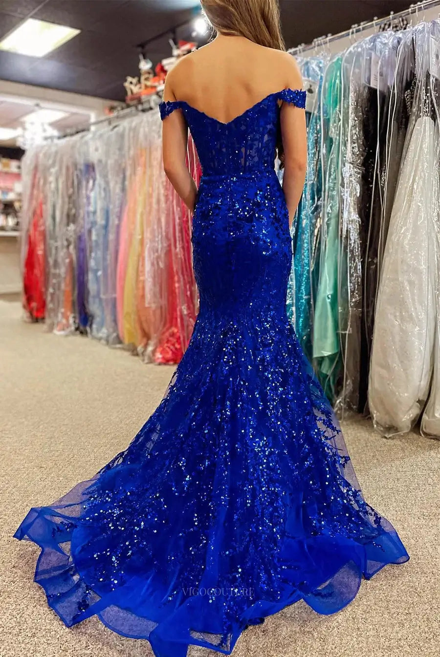 Prom Dresses 2025 to impress Radiant Sparkly Lace Mermaid Prom Dresses 2025 with Slit & Sweetheart Neck – 25107-vigocouture-vigocouture