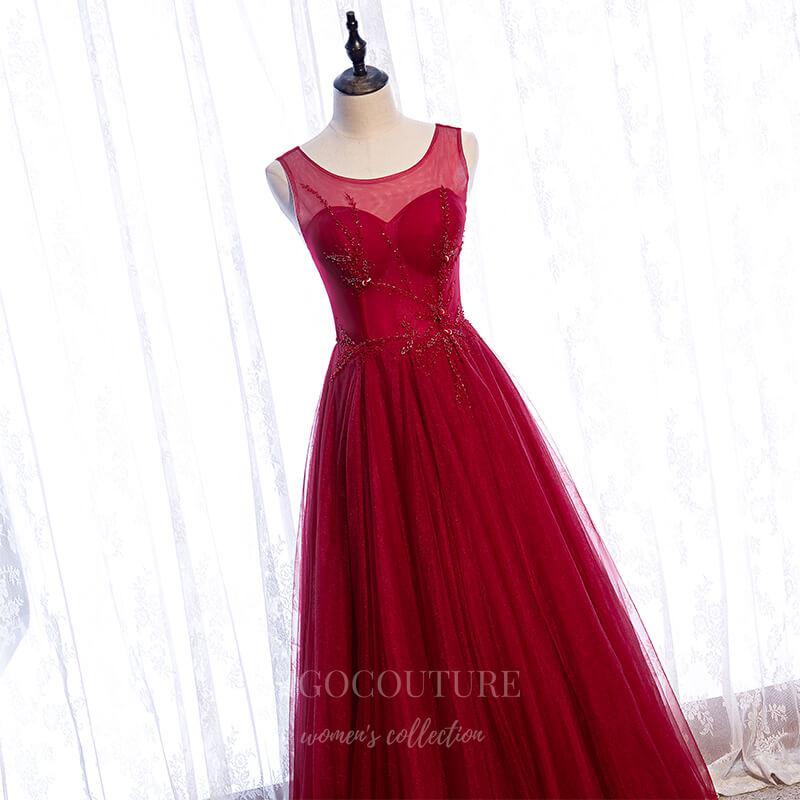 Prom Dress 2025 Red Boatneck Prom Dress 2022 Sleeveless Party Dress 20522-unique elegant Prom Dresses-Red-US2-vigocouture