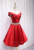 Short Prom Dresses 2025 Red Homecoming Dress Off the Shoulder Maxi Hoco Dress hc071-Prom Dresses-vigocouture-Red-US2-vigocouture