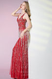 Prom Dress 2025 Red Mermaid Beaded String Prom Dress 20807-unique elegant Prom Dresses-Red-US2-vigocouture