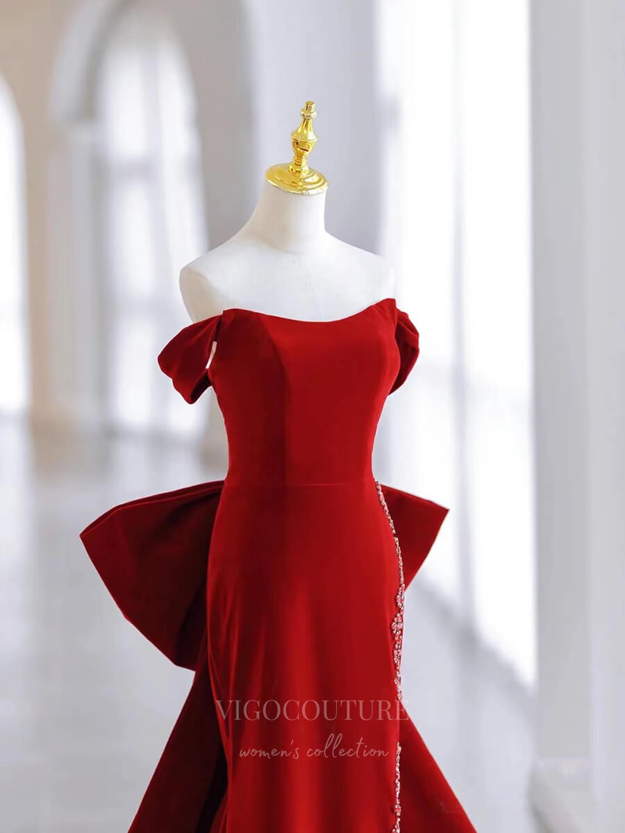 prom dresses red velvet Azazie 2026 Corset Sequins Mermaid Dress Gown it has a slit on one side movement stays smooth without losing its close feel women's dresses prom 2022 Red
