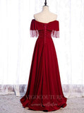 Prom Dress 2025 Red Off the Shoulder Prom Dress 2022 Beaded Party Dress 20515-unique elegant Prom Dresses-Red-US2-vigocouture