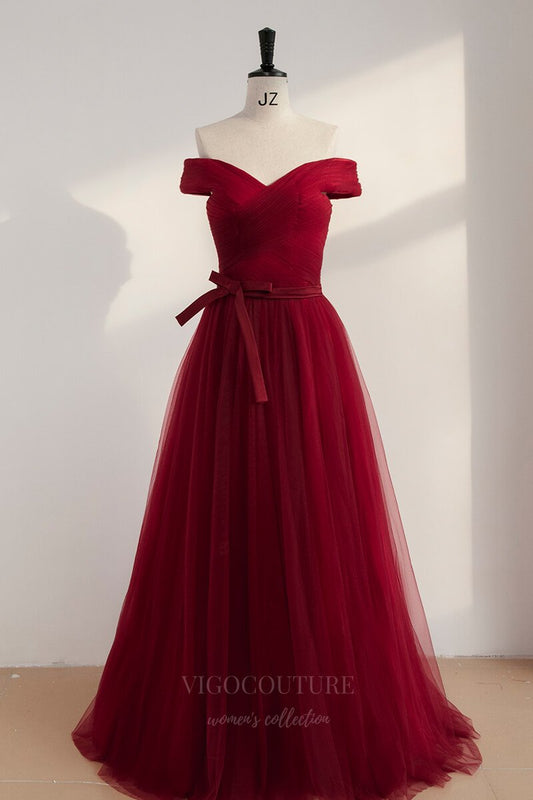 Prom Dress 2025 Red Off the Shoulder Prom Dress 20643-unique elegant Prom Dresses-Red-US2-vigocouture