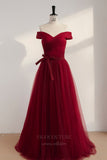 Red Off the Shoulder Prom Dress 20643