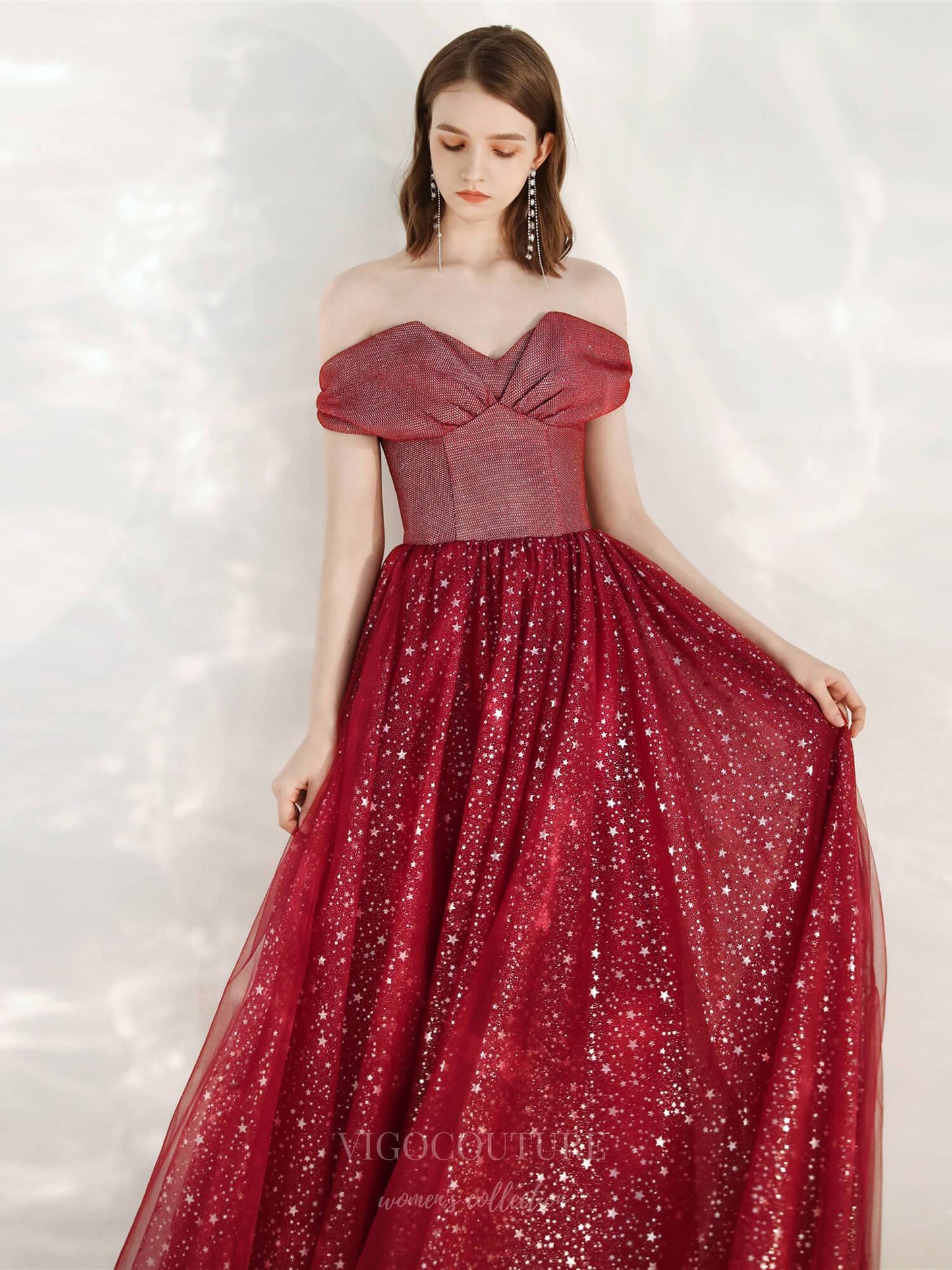 Prom Dress 2025 Red Off the Shoulder Prom Dress 20697-unique elegant Prom Dresses-Red-US2-vigocouture