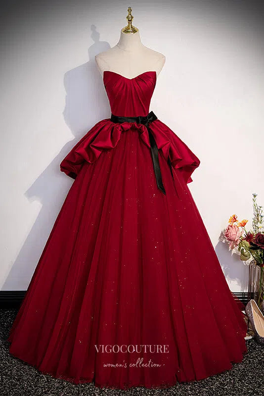 Prom Dress 2025 Red Off the Shoulder Prom Dress with Overskirt and Sparkly Tulle 20289-unique elegant Prom Dresses-Red-US2-vigocouture