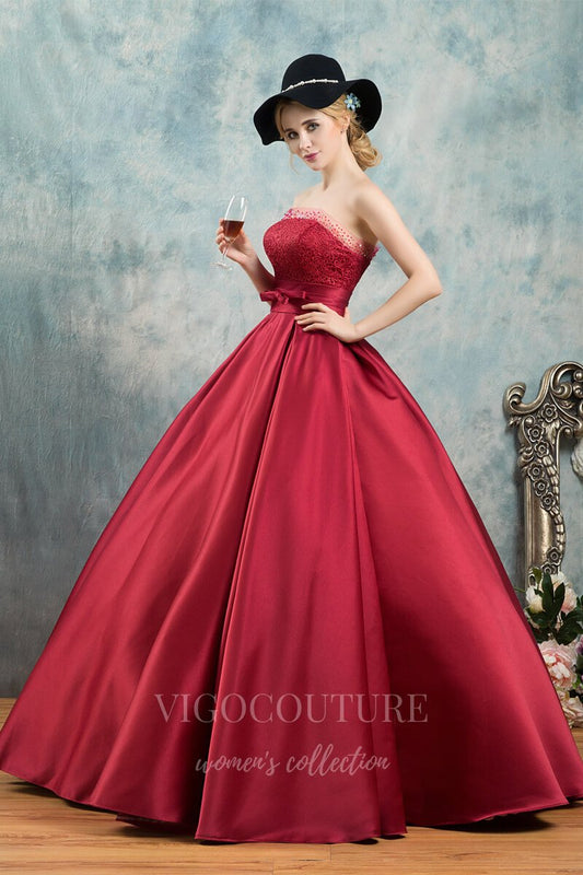 vigocouture-Red Off the Shoulder Quinceañera Dresses Beaded Ball Gown 20440-Prom Dresses-vigocouture-Red-Custom Size-