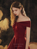 Prom Dress 2025 Red Off the Shoulder Satin Prom Dress 20710-unique elegant Prom Dresses-Red-US2-vigocouture