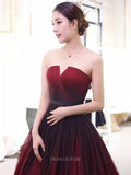 Prom Dresses 2025 to impress Red Ombre Tulle Prom Dresses Strapless Quinceanera Dresses SU052-vigocouture-vigocouture