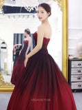 Prom Dresses 2025 to impress Red Ombre Tulle Prom Dresses Strapless Quinceanera Dresses SU052-vigocouture-vigocouture