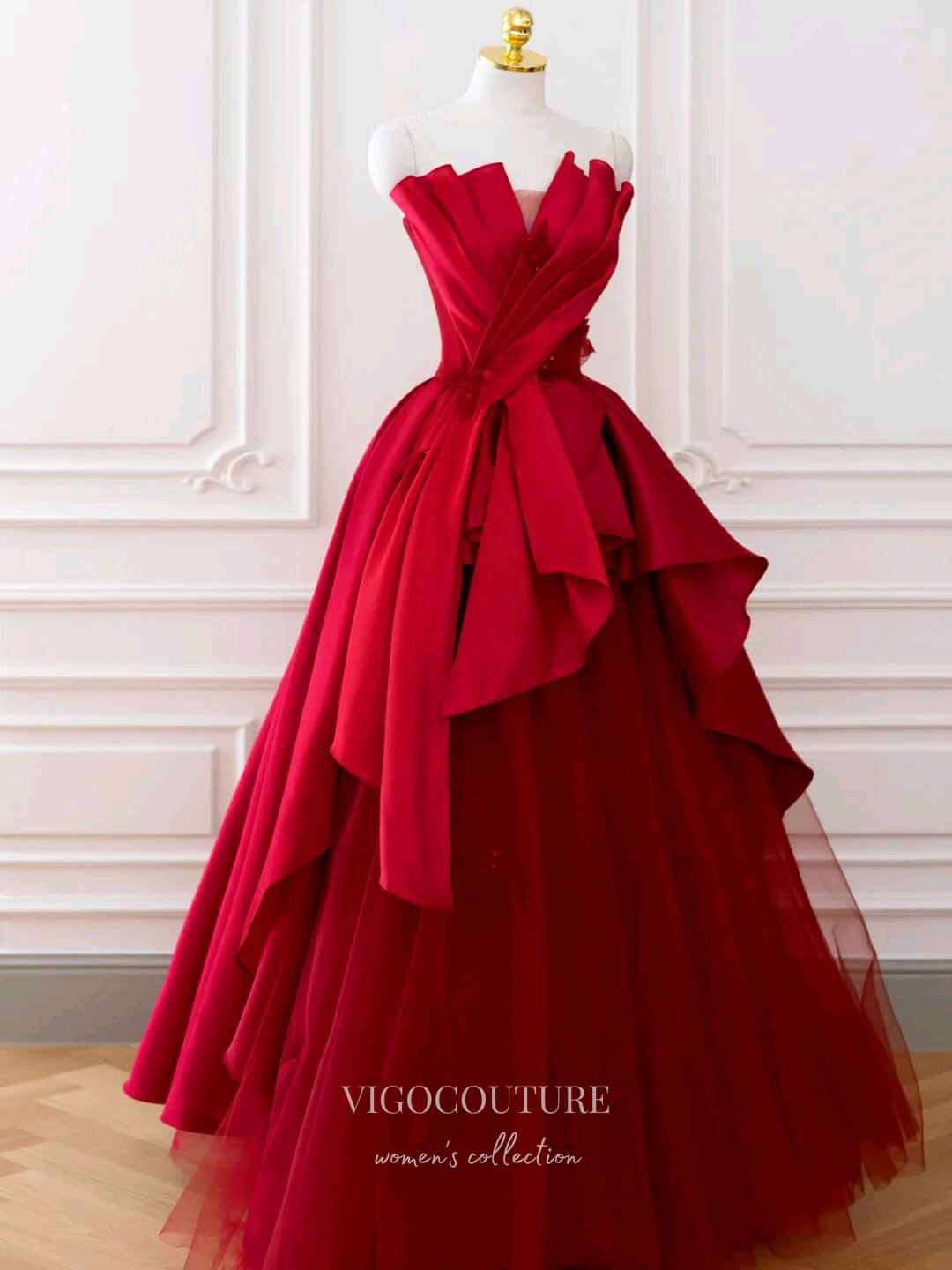 Prom Dress 2025 Red Prom Dresses Strapless Formal Dresses 21173-unique elegant Prom Dresses-Red-Custom Size-vigocouture