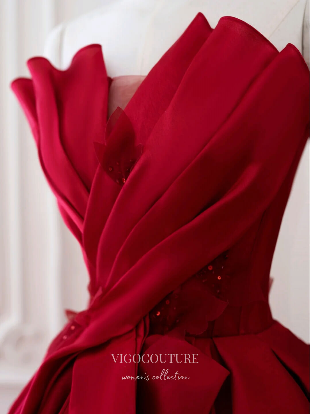 Prom Dress 2025 Red Prom Dresses Strapless Formal Dresses 21173-unique elegant Prom Dresses-Red-Custom Size-vigocouture