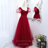 Prom Dress 2025 Red Puffed Sleeve Prom Dress 2022 Sparkly Tulle Party Dress 20510-unique elegant Prom Dresses-Red-US2-vigocouture