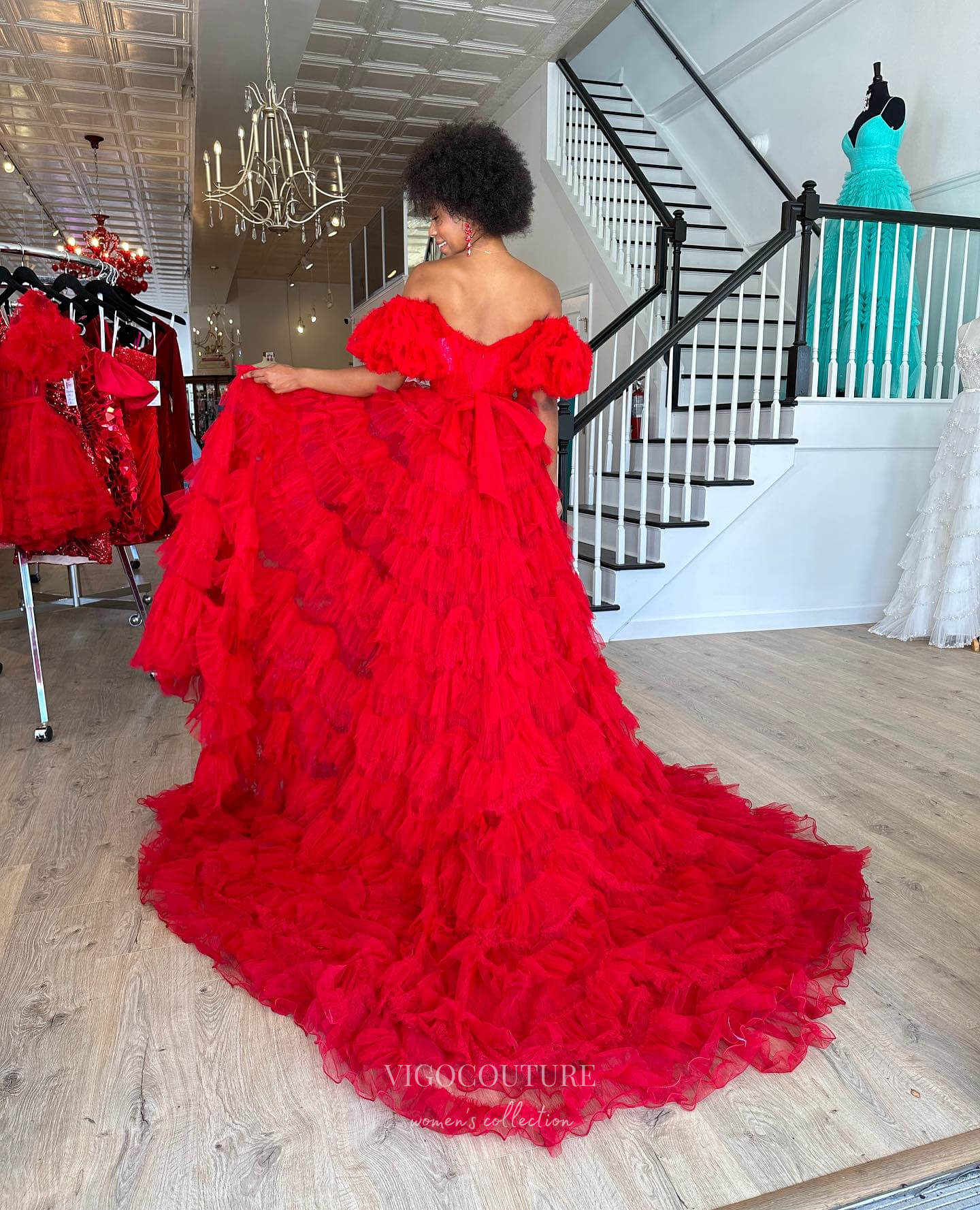 Wedding Dress Women's Off The Shoulder Red Dress Red Ruffled Puffed Sleeve Prom Dresses With Slit Off The Shoulder Formal Gown 24031 Red 16W Wedding Dress Women's Off The Shoulder Red Dress Red Ruffled Puffed Sleeve Prom Dresses With Slit Off The Shoulder Formal Gown 24031 Red 16W