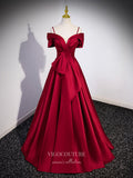 Prom Dress 2025 Red Satin Bow Tie Prom Dresses Spaghetti Strap Formal Gown 24421-unique elegant Prom Dresses-Red-Custom Size-vigocouture