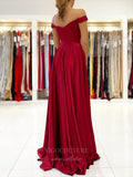 Prom Dress 2025 Red Satin Off the Shoulder Prom Dress 20947-unique elegant Prom Dresses-Red-US2-vigocouture