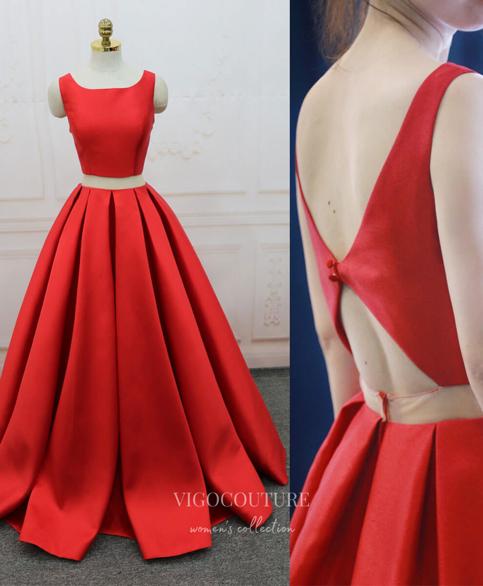 Prom Dress 2025 Red Satin Prom Dresses A-Line Evening Dress 21819-unique elegant Prom Dresses-Red-US2-vigocouture