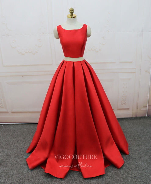 knee length dresses for ladies Red Satin V-Neck Halter Sexy Slit Long A-Line Prom Bridesmaid Dress main image 1