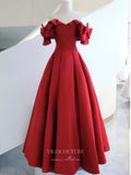 Prom Dress 2025 Red Satin Prom Dresses Off the Shoulder Formal Dresses 21045-unique elegant Prom Dresses-Red-Custom Size-vigocouture