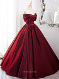 Prom Dresses 2025 to impress Red Satin Prom Dresses Off the Shoulder Formal Gown BG012-vigocouture-vigocouture