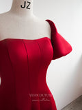 Prom Dress 2025 Red Satin Prom Dresses Puffed Sleeve Formal Dresses 21035-unique elegant Prom Dresses-Red-Custom Size-vigocouture